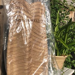 BNWT BCBG MAXAZRIA GOLD STRAPLESS BANDAGE DRESS ✨